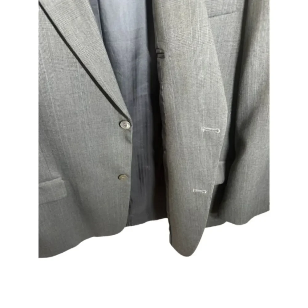 Haggar Black Label Men’s Gray Micro Check Blazer Sport Coat Two Button